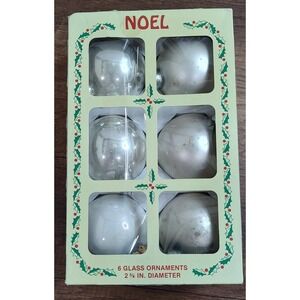 Vintage Box of 5 Noel Glass Ball Christmas Ornaments 1 Krebs Made In USA O32
